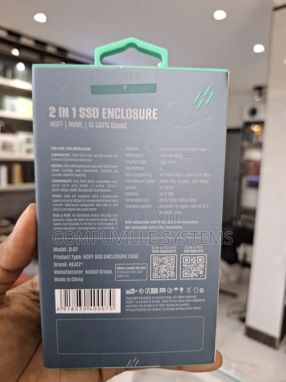 Heatz Zl07 2 in 1 SSD Enclosure
