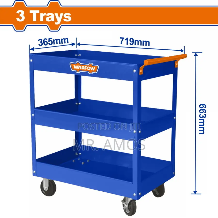 3 Trays Tool Cart With Wheels - Wcs1a13
