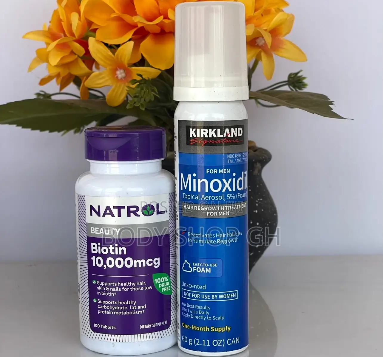 Kirkland Foam + Natrol Biotin Combo Pack for Hair and Beard Growth