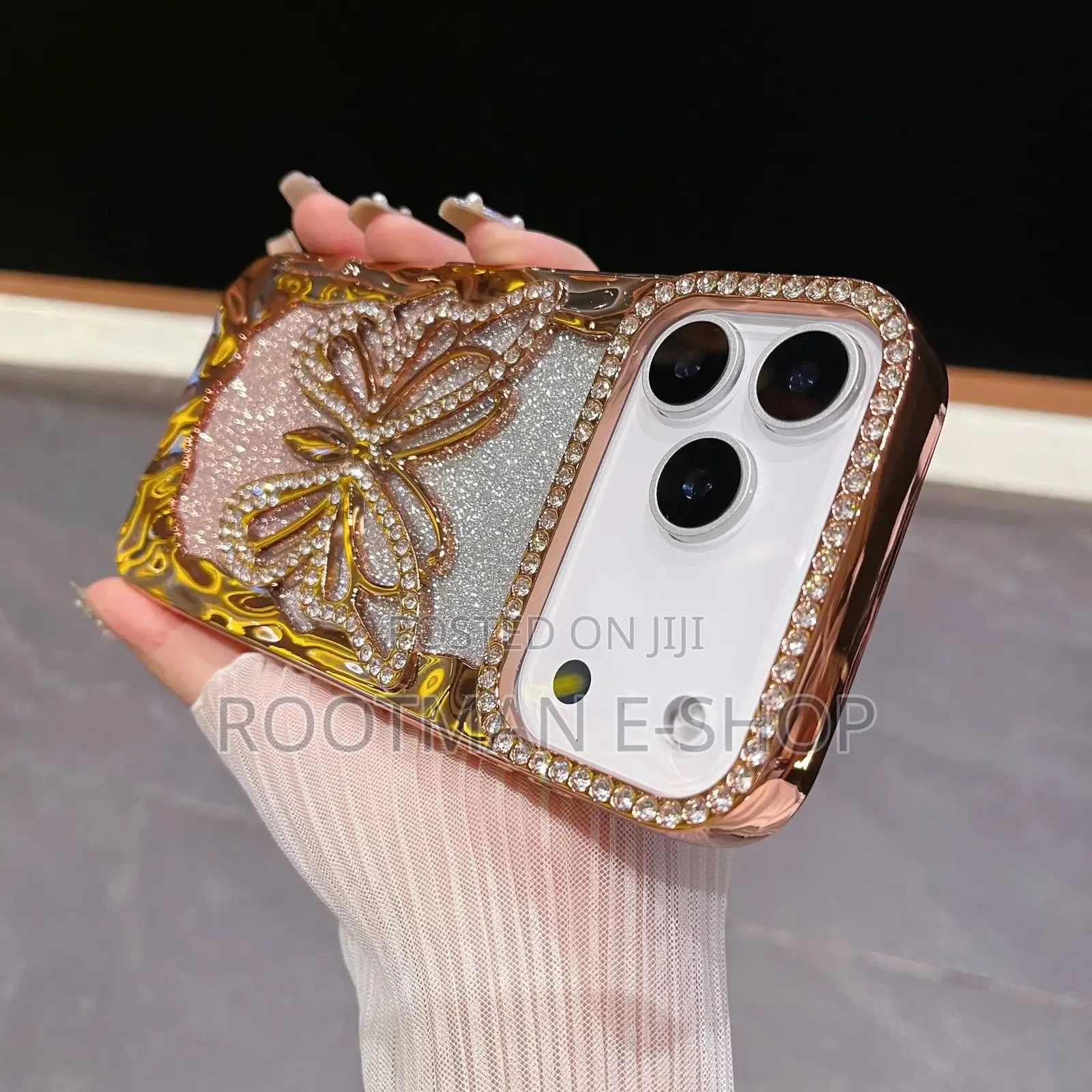 Premium Gem Butterfly Glitter Phone Case for iPhone 17 Pro and Pro Max