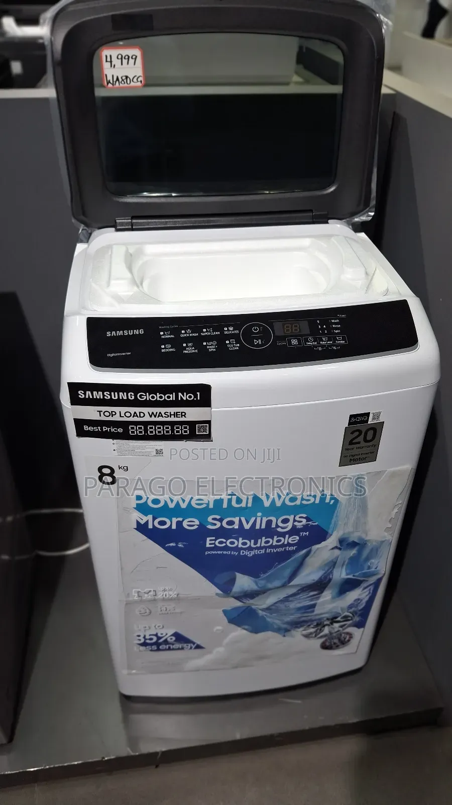 Samsung 8kg Top Load Active Washing Machine
Wa80cg4240bwnq