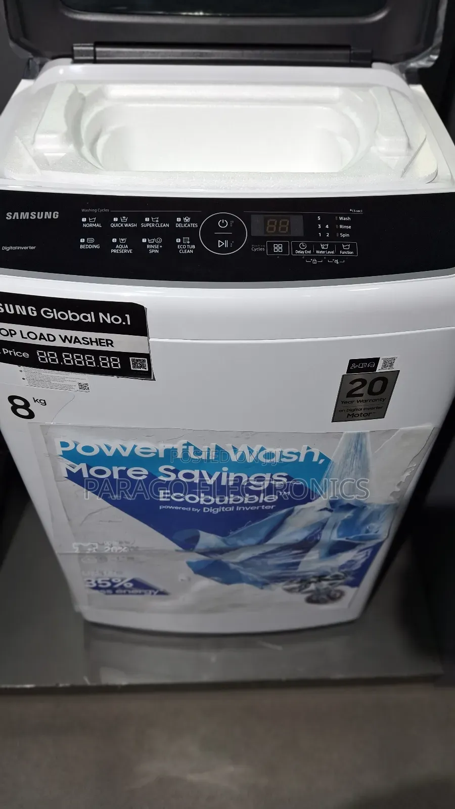 Samsung 8kg Top Load Active Washing Machine
Wa80cg4240bwnq
