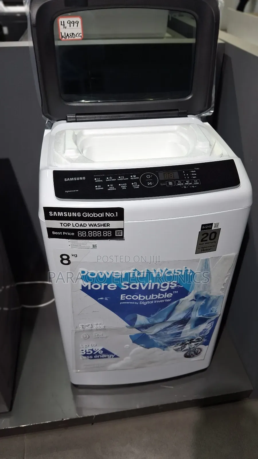 Samsung 8kg Top Load Active Washing Machine
Wa80cg4240bwnq