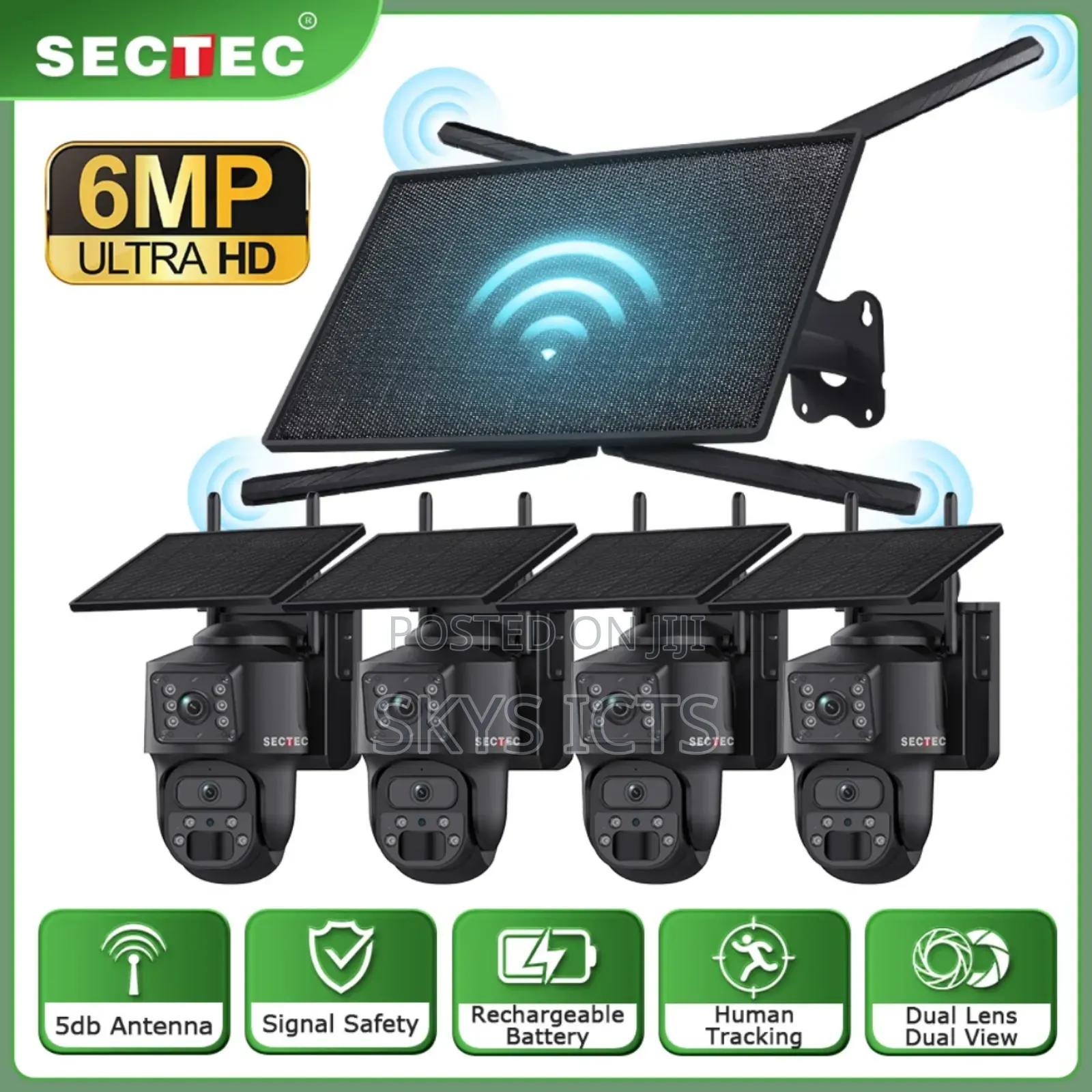 4 Set Solar Dual Lens Camera With 4g Router - Kit