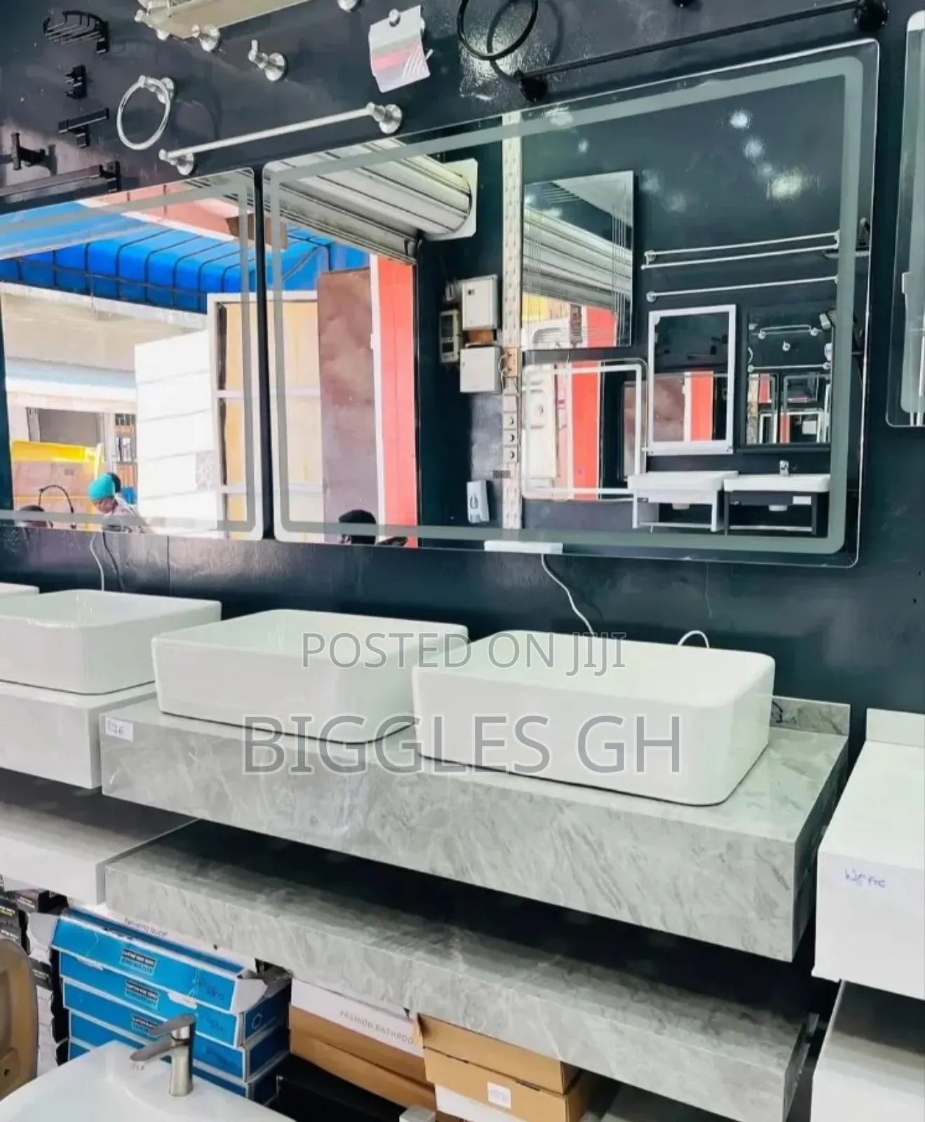 Double Marble Cabinet Basin With Led Mirror