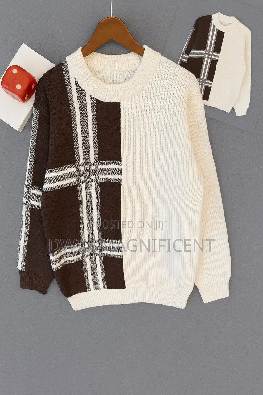 Striped Crewneck Sweater With a Textured Knit
