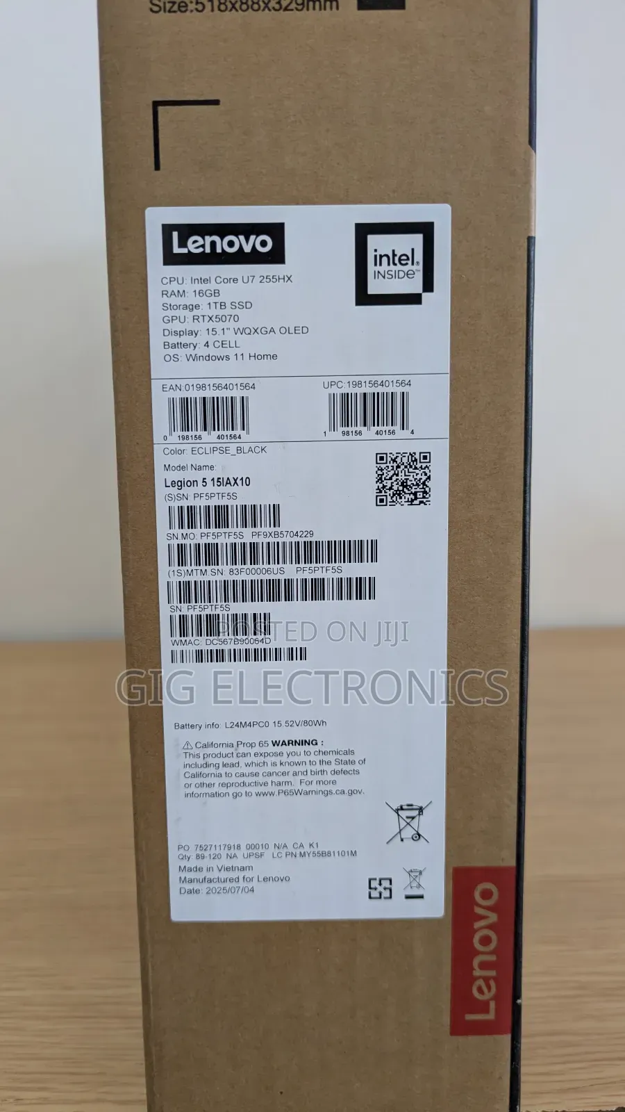 New Laptop Lenovo Legion 5 16GB Intel Core Ultra 7 SSD 1T
