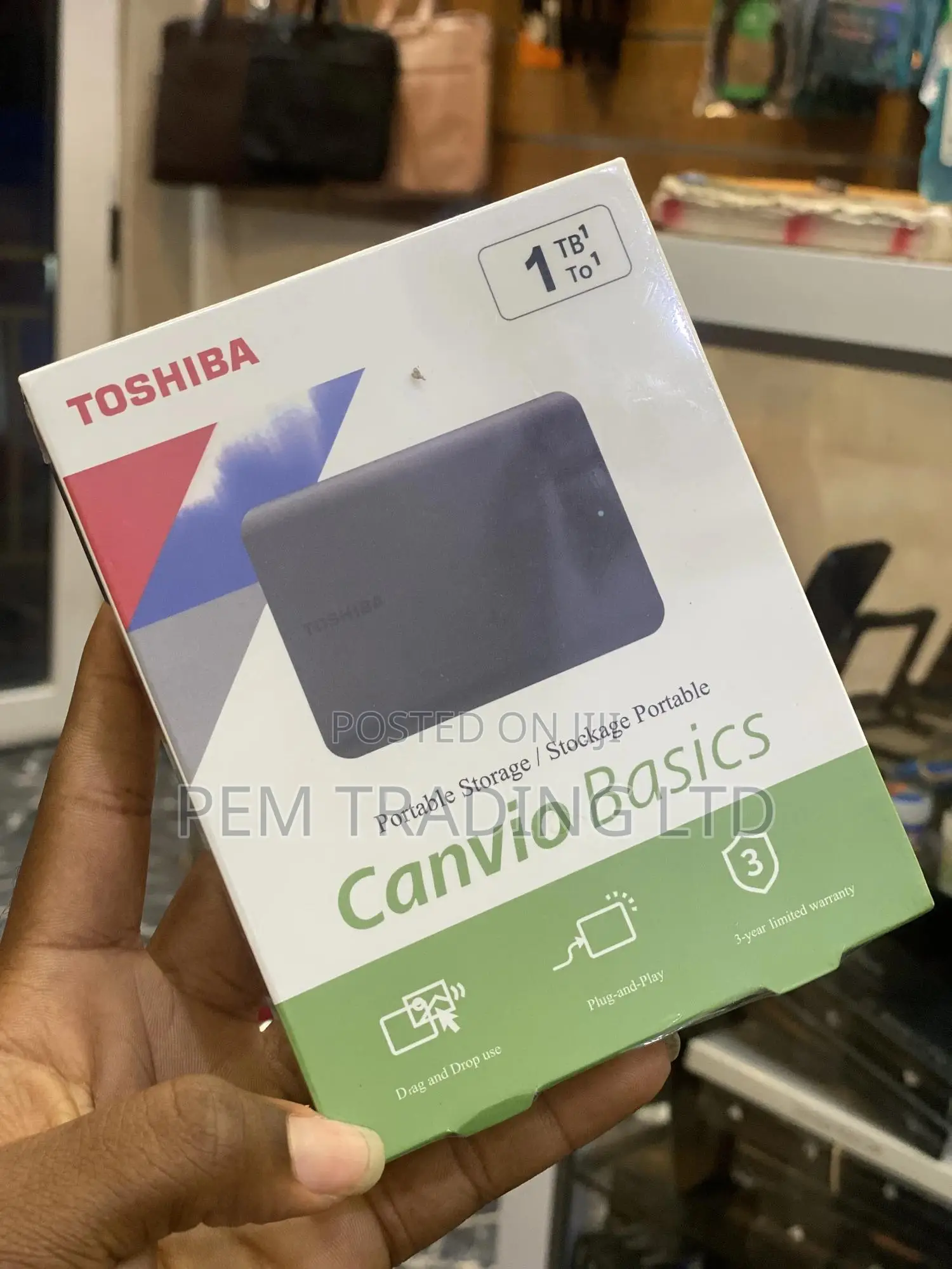 Toshiba Canvio Basics 1tb Portable External Hard Drive Usb 3.0, Black
