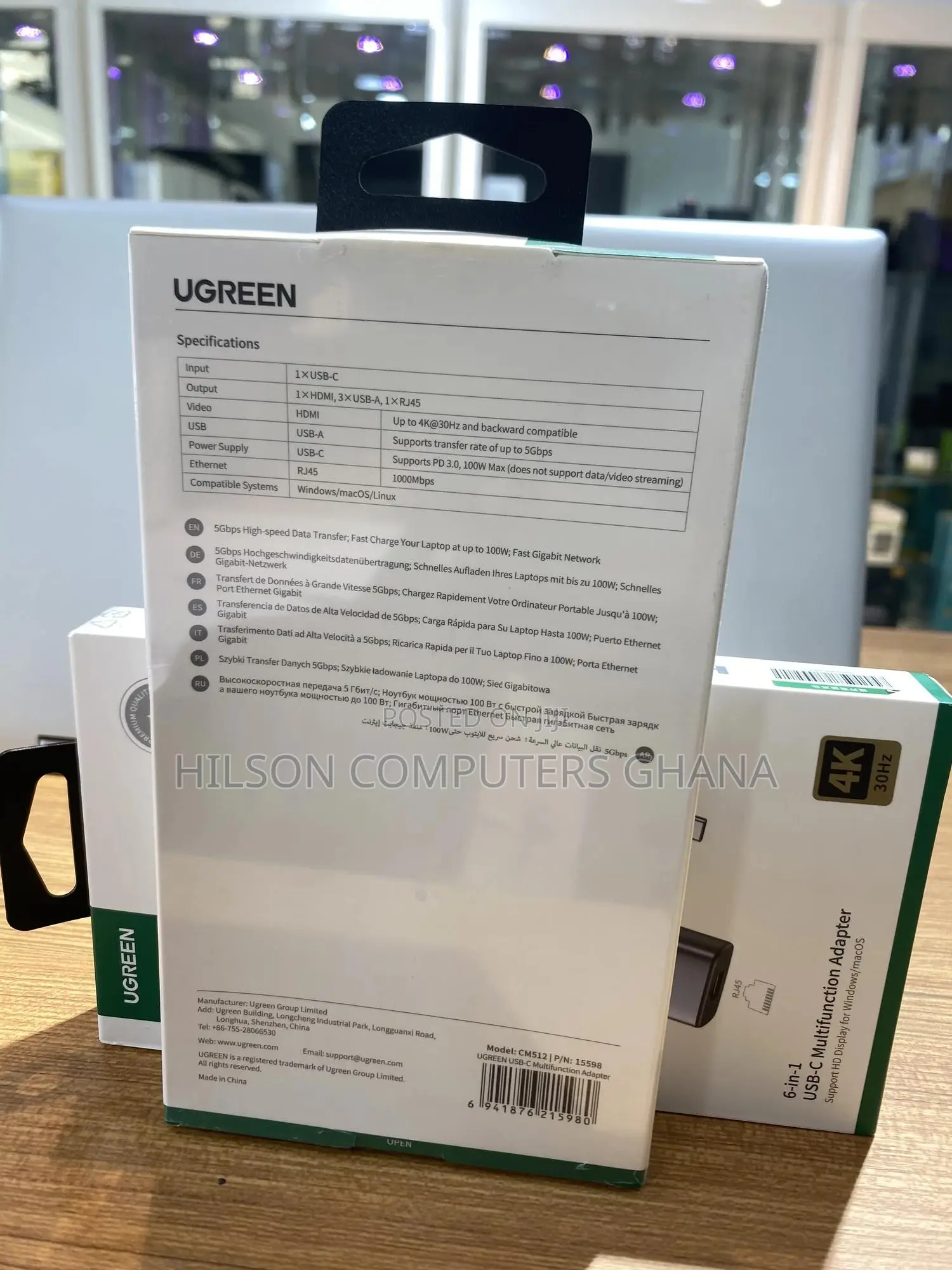 Ugreen Usb-C 6-in-1 Multifunction Hub/Adapter - 15cm -15598