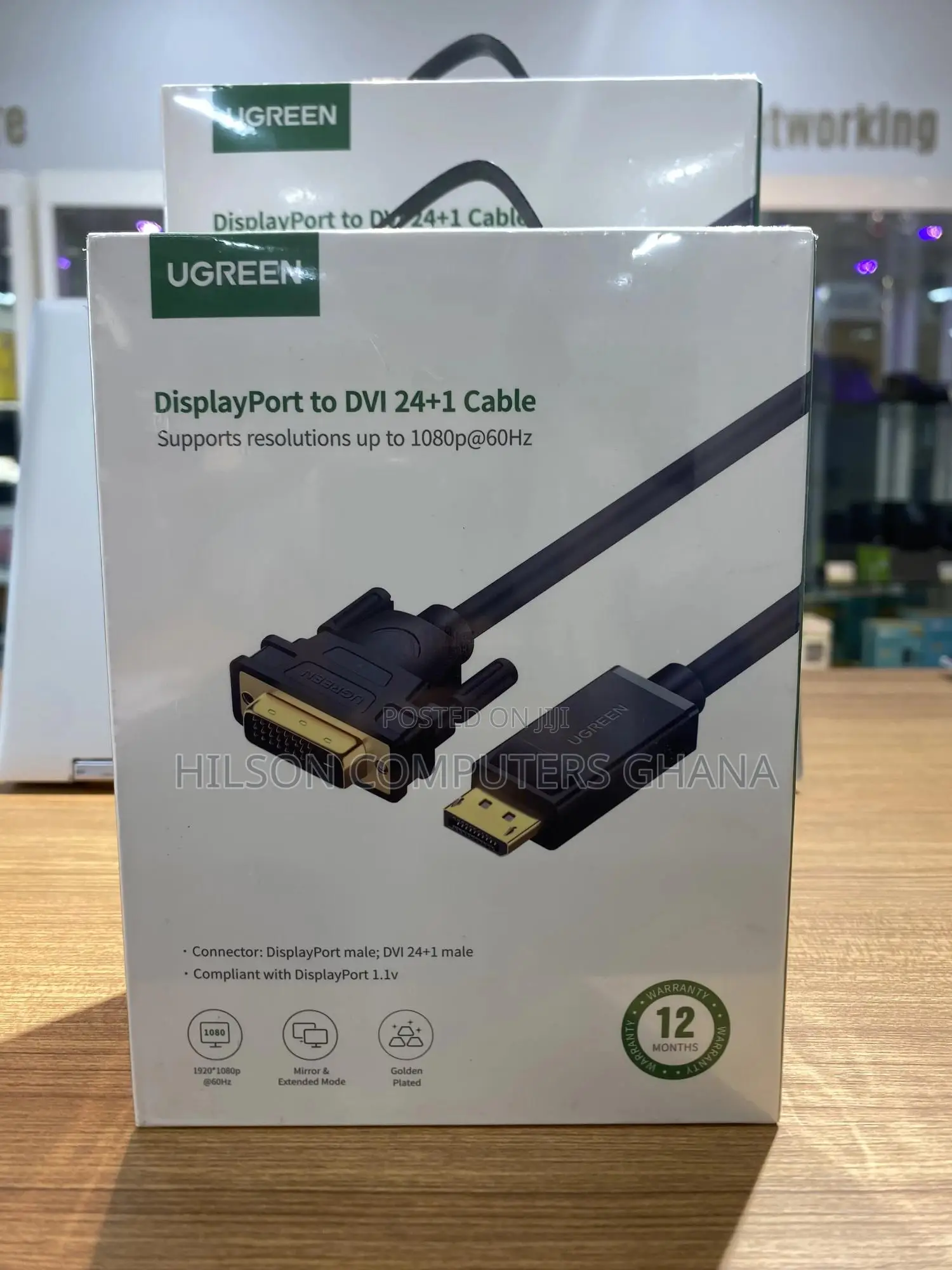 Ugreen Dp Male to Dvi Male Cable 2m (Dp103/10221)
