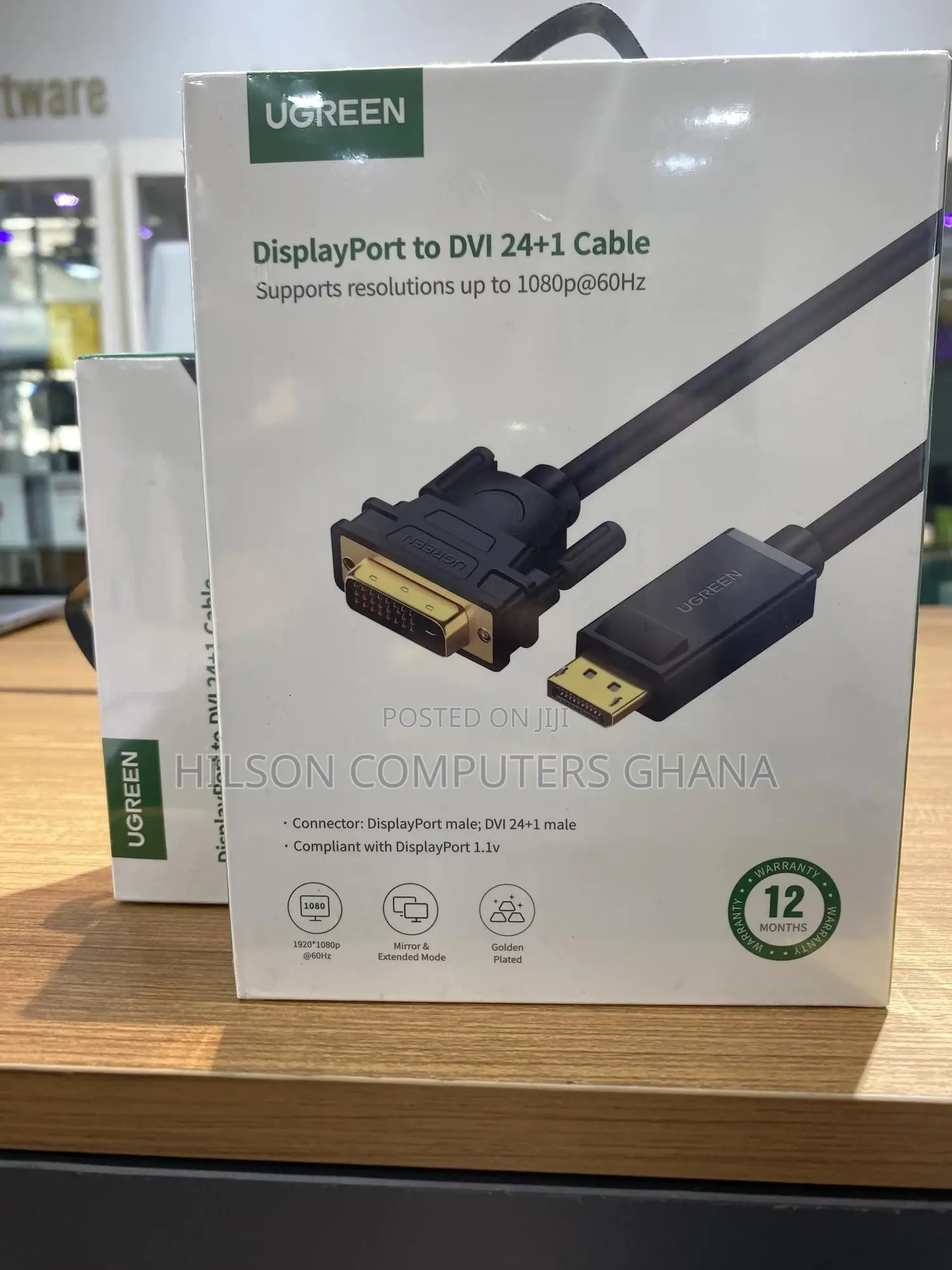 Ugreen Dp Male to Dvi Male Cable 2m (Dp103/10221)