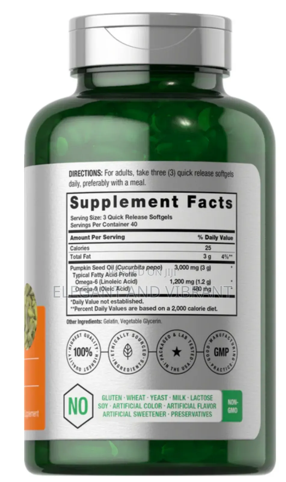 Pumpkin Seed Oil, 3000mg, 120 Capsules