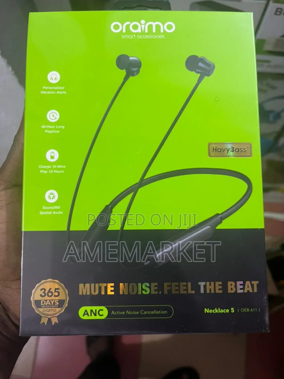 Oraimo Necklace 5 Wireless Headphone - Long Playtime. 1 Year Warranty