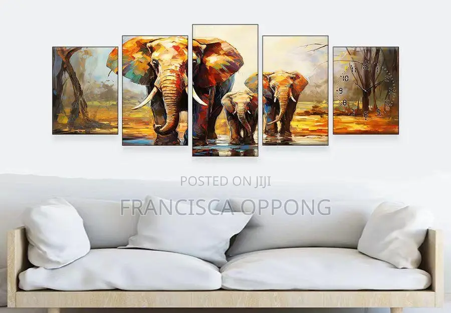 Colorful5 Pieces Elephant Wall Art Frame Design
