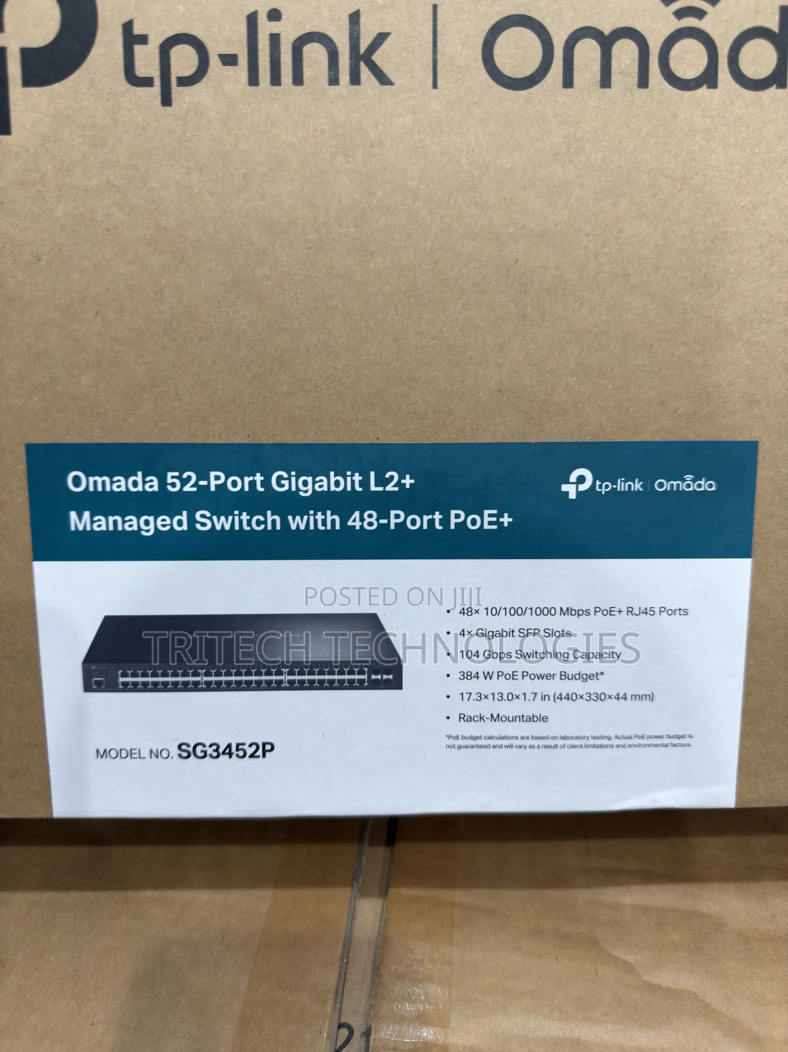 Tp-Link Omada Tl-Sg3452p 52-Port Gigabit L2+Managed Switch+ 48port Poe
