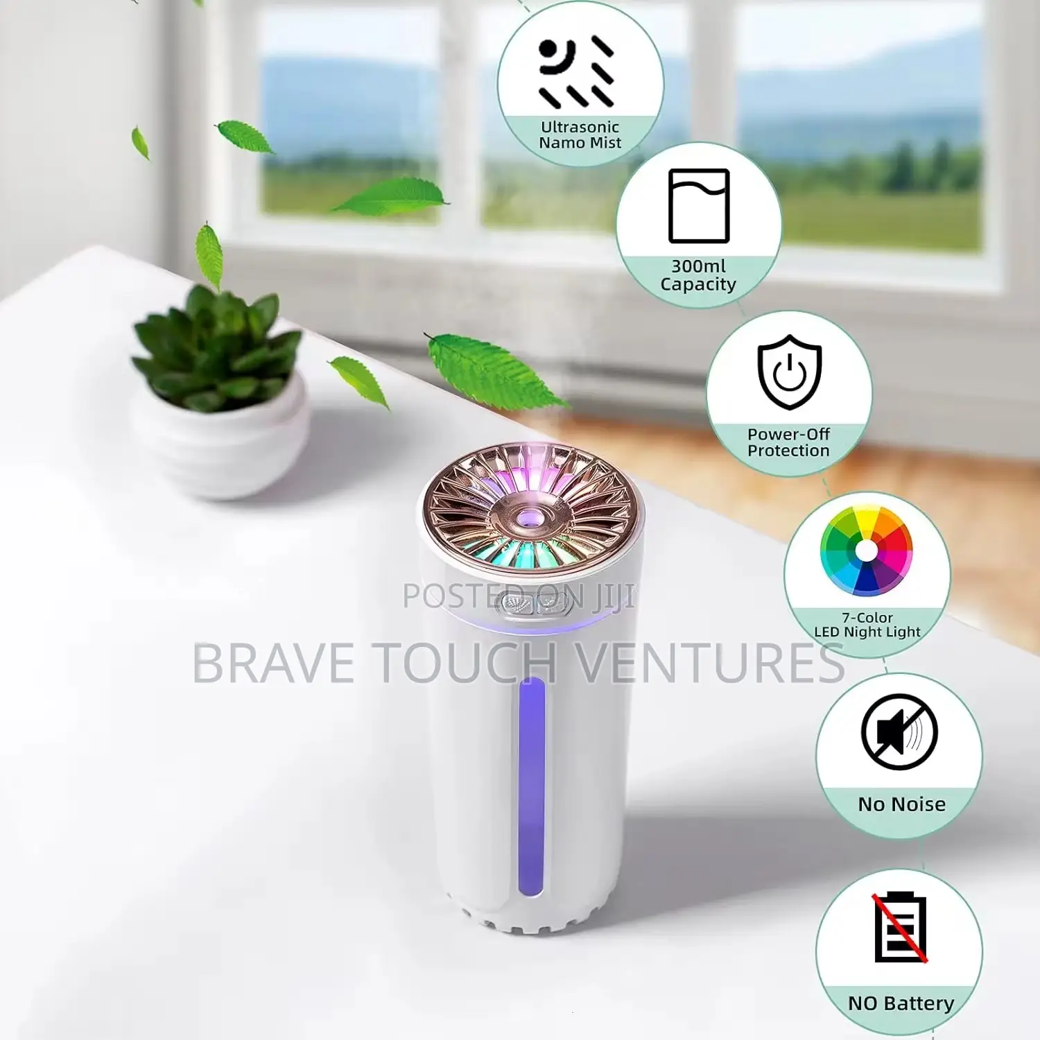 300ml Rechargeable Ultrasonic Humidifier Diffuser Air Freshener Mist