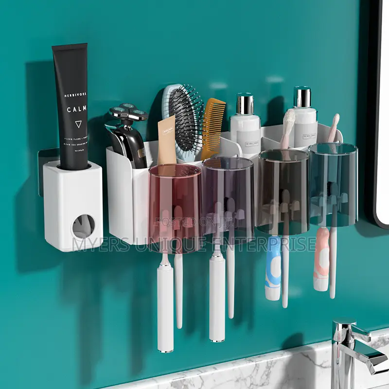 Quality Toothpaste Dispenser Toothbrush Holder Organizer With Cups