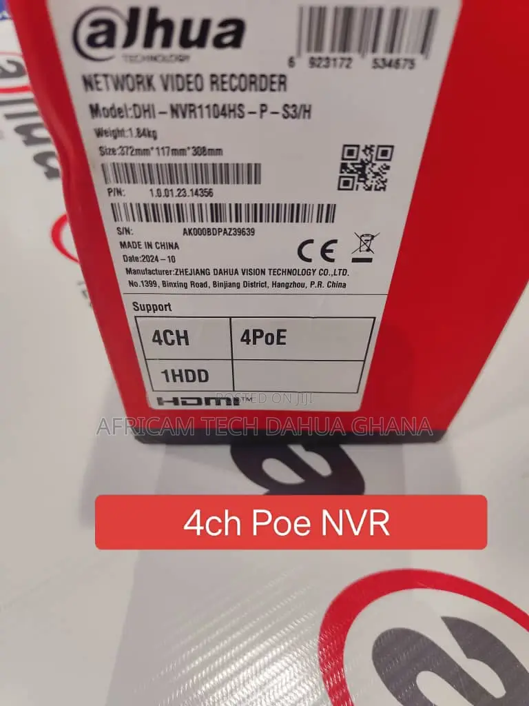 Dahua 4channel 4port Poe NVR
