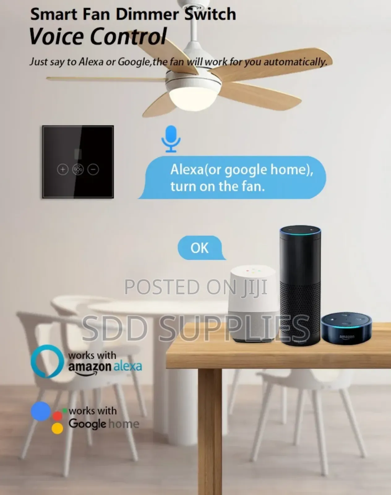 Smart Wifi Fan Lamp/ Light Switch Switches Tuya Available