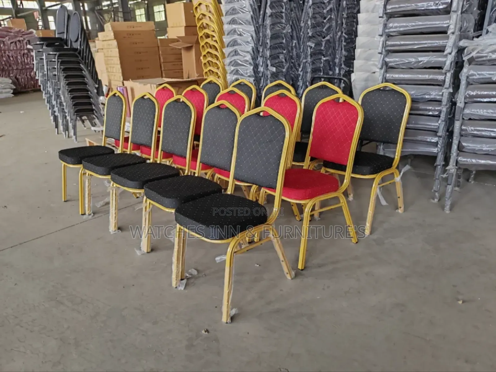 Golden Base Frame Black Material Church, Banquet Chair