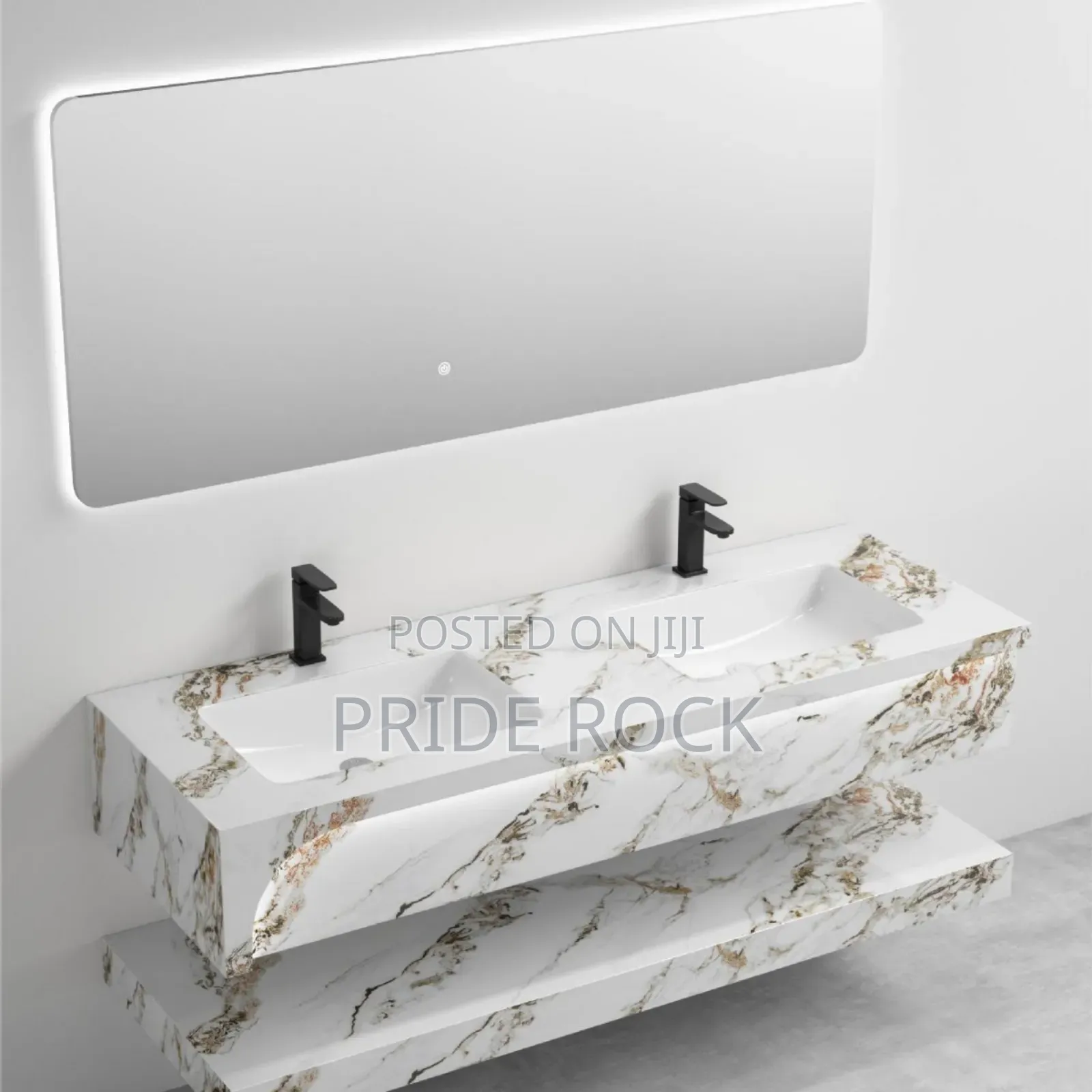 Double Cabinet Basin, With Led Mirror and Tap