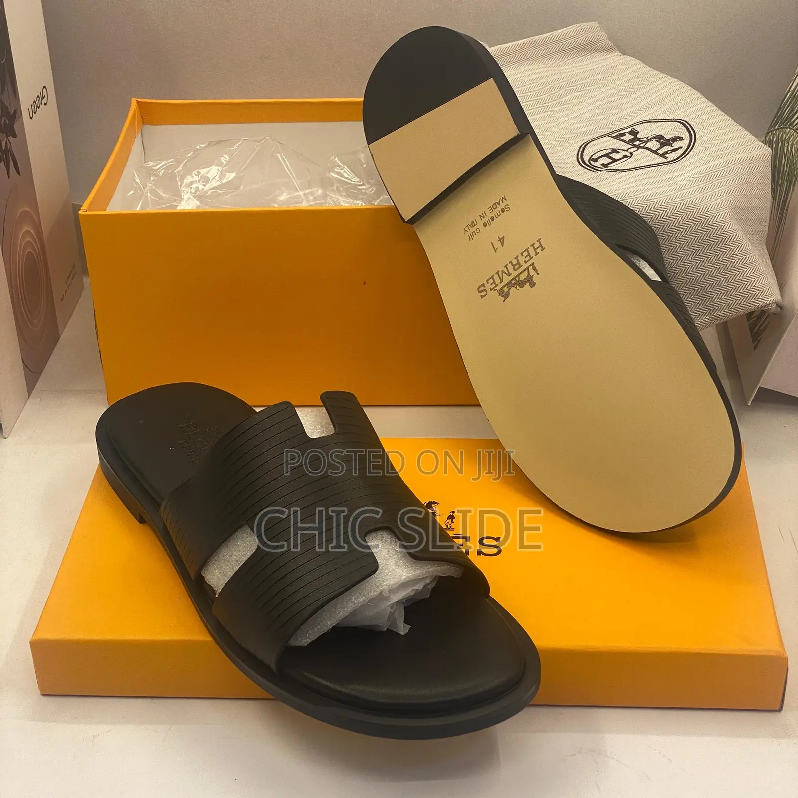 Thick Leather Hermes Slippers