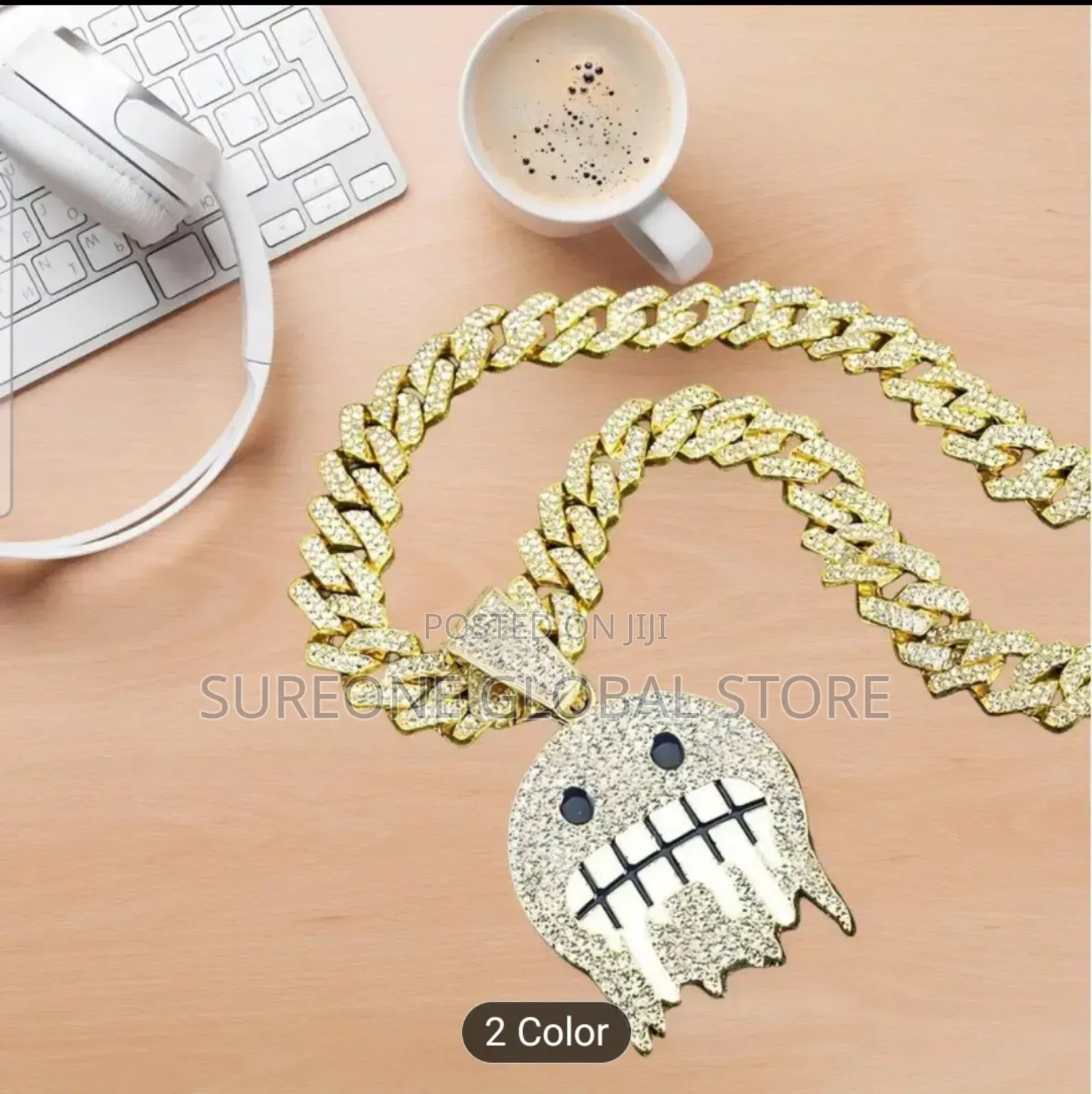 Hip Hop Ice Face Expression Cuban Chain Necklace - Ice Teeth