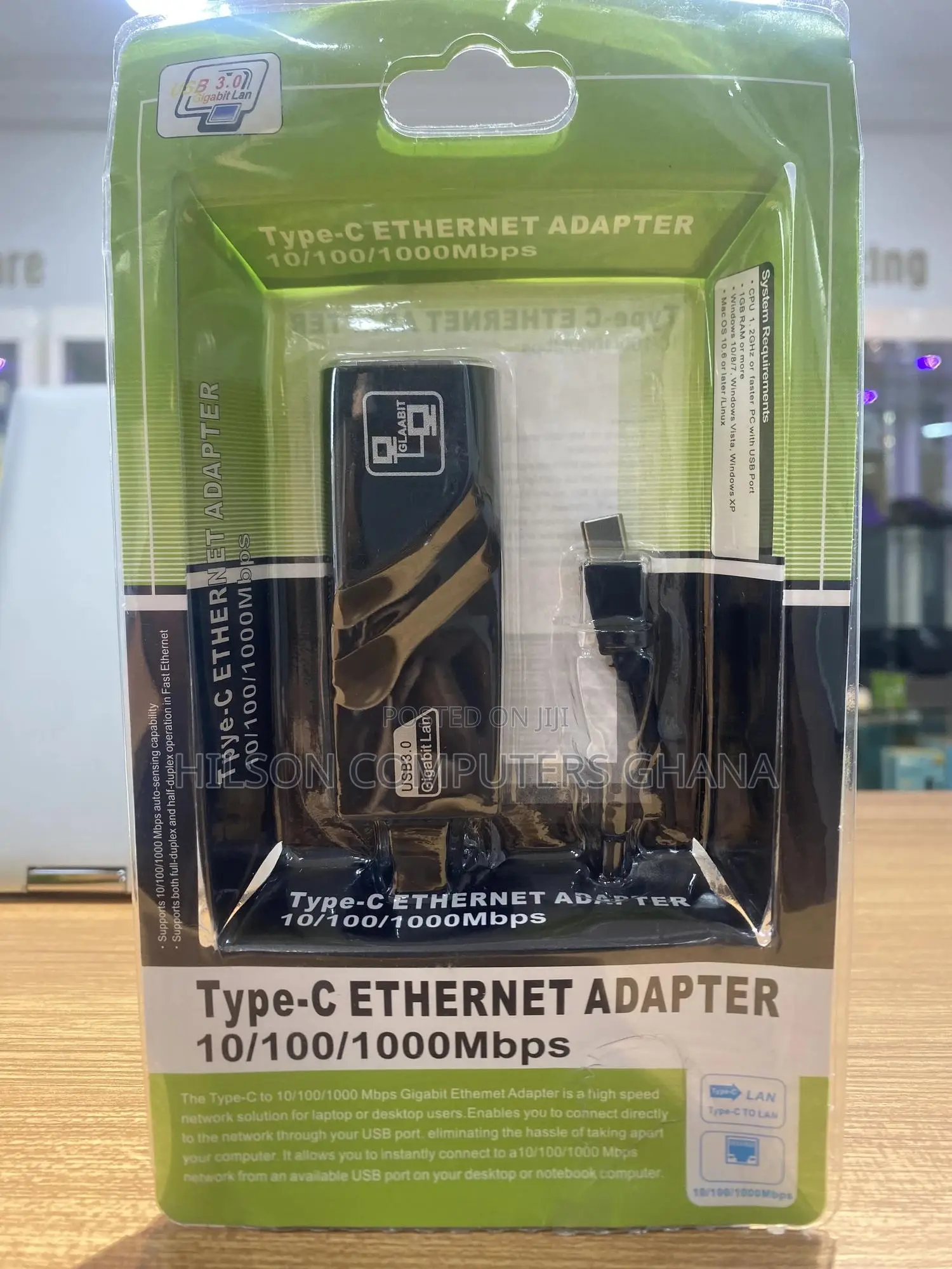 Type C 3.0 Ethernet High-Speed Network Adapter 10/100/1000mbps - Black