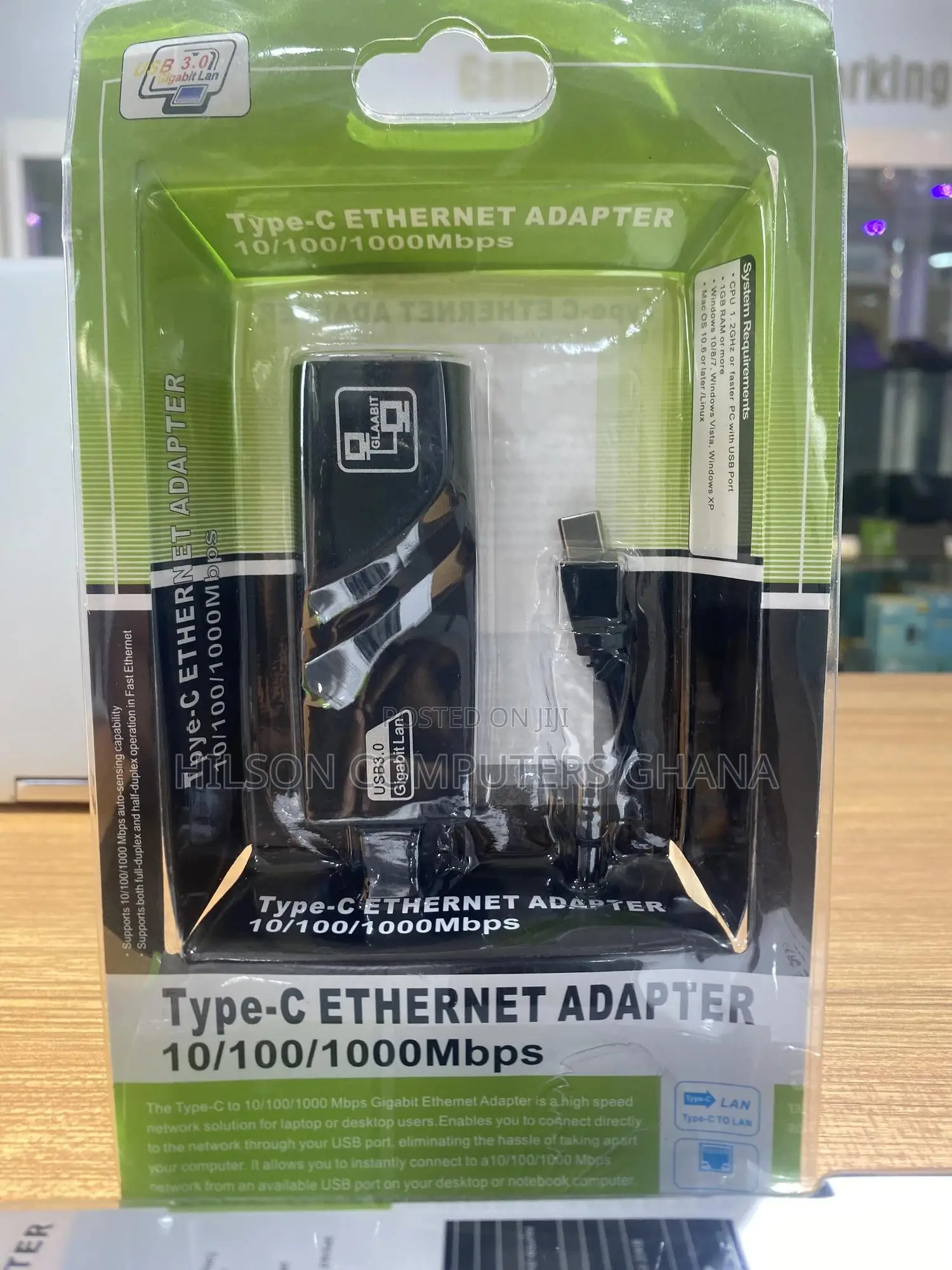 Type C 3.0 Ethernet High-Speed Network Adapter 10/100/1000mbps - Black