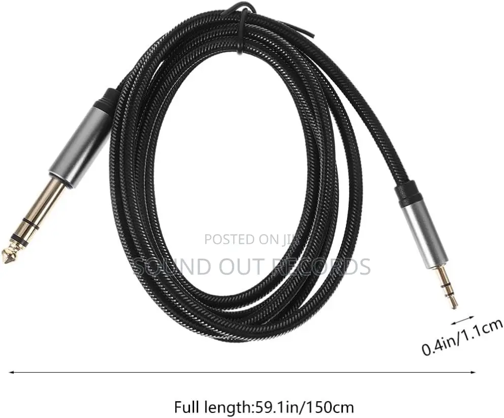5m Braided Anti Rust 6.5mm To 3.5mm Gold Plated Audio Cable