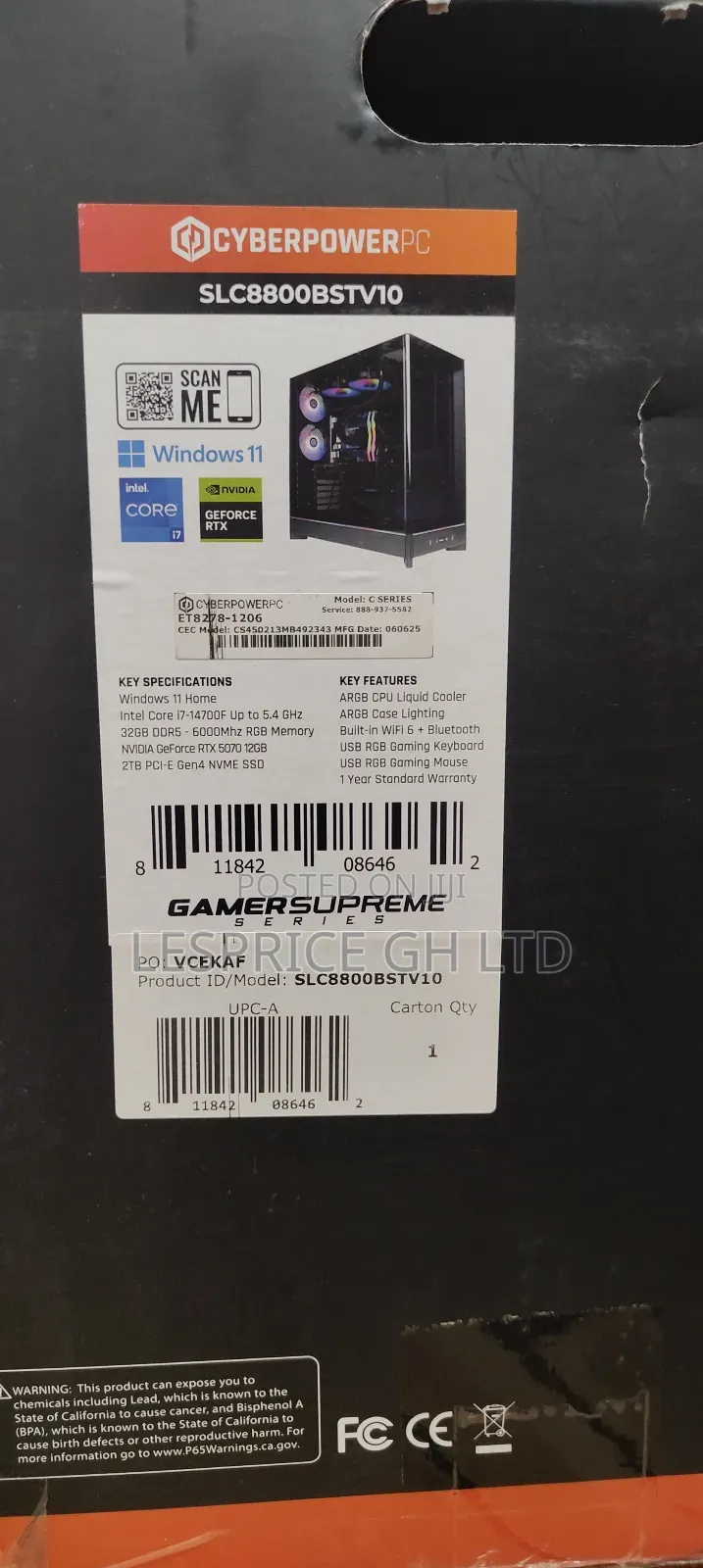 New Desktop Computer CyberpowerPC 32GB Intel Core i7 SSD 2T