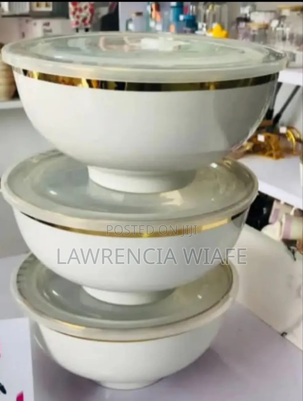 3pcs Ceramic Bowls With Plastic Lid