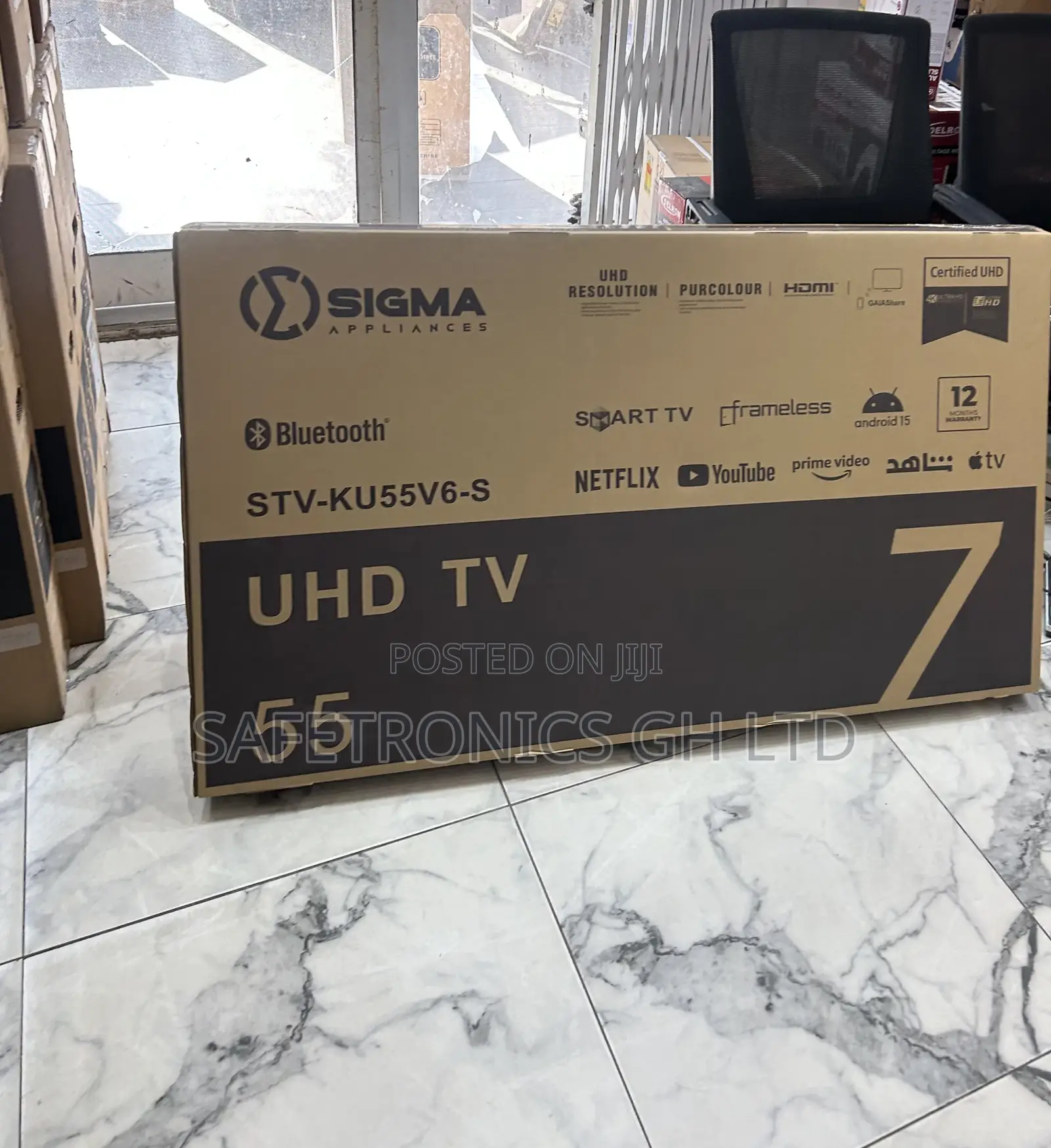 Frameless 55 Inch Smart Led Sleek Digital Satellite Sigma Tv
