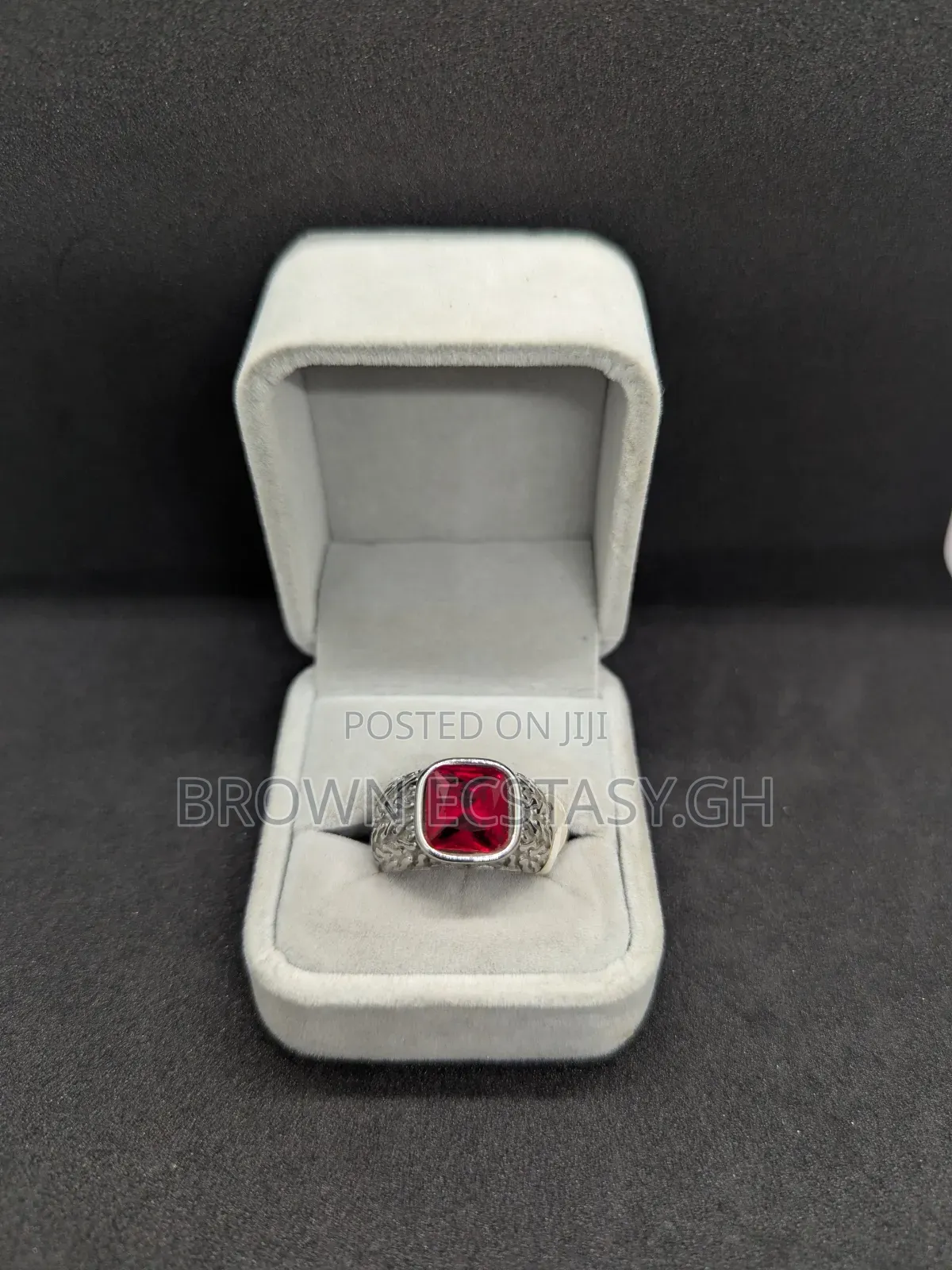 Red Garnet Stone Signet Rings
