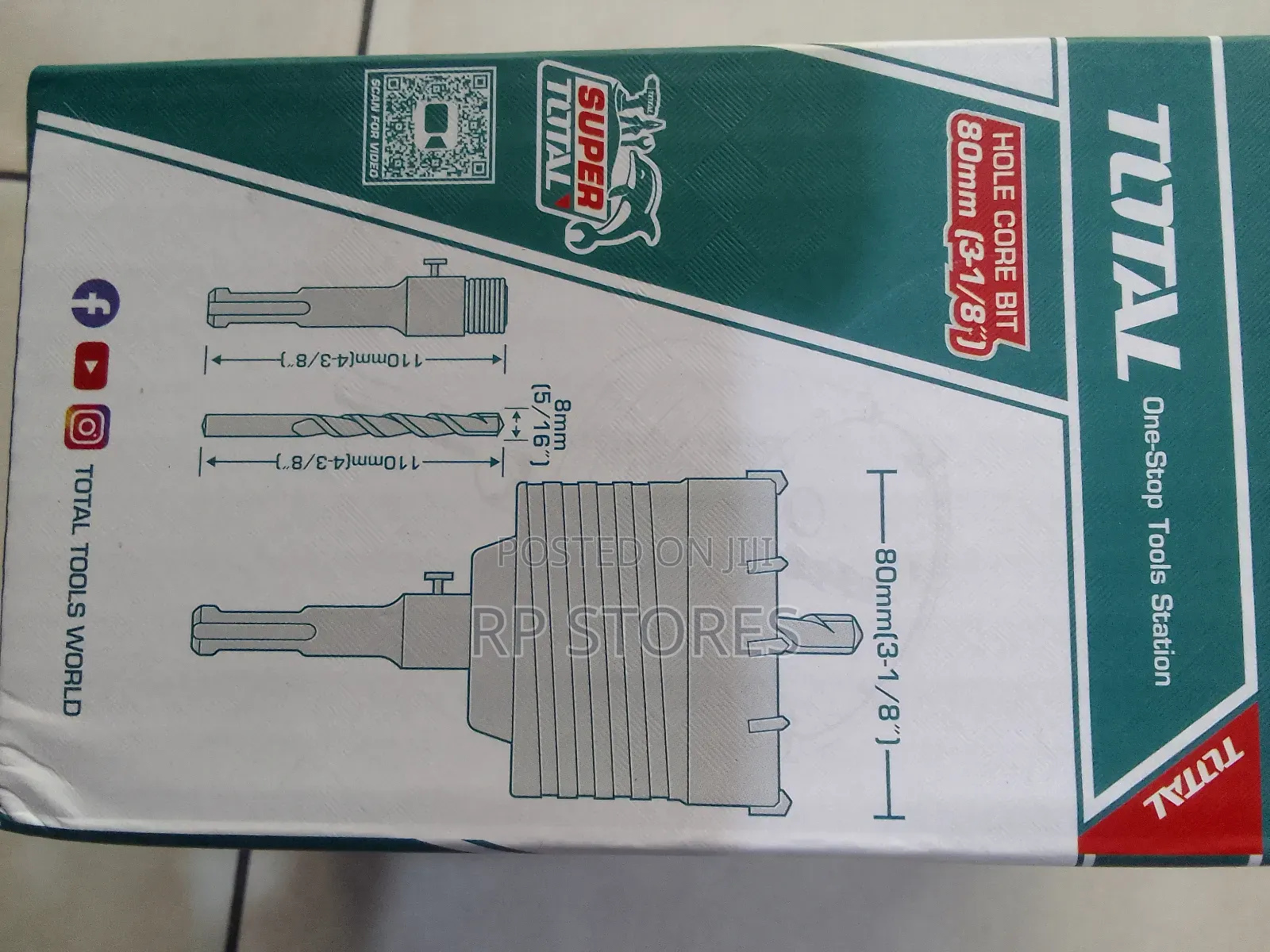Total Hole Core Bits 80mm(3.1/8")