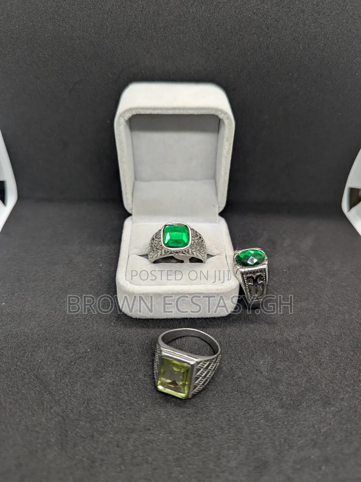 Green Stone Rings (Stainless Steel)
