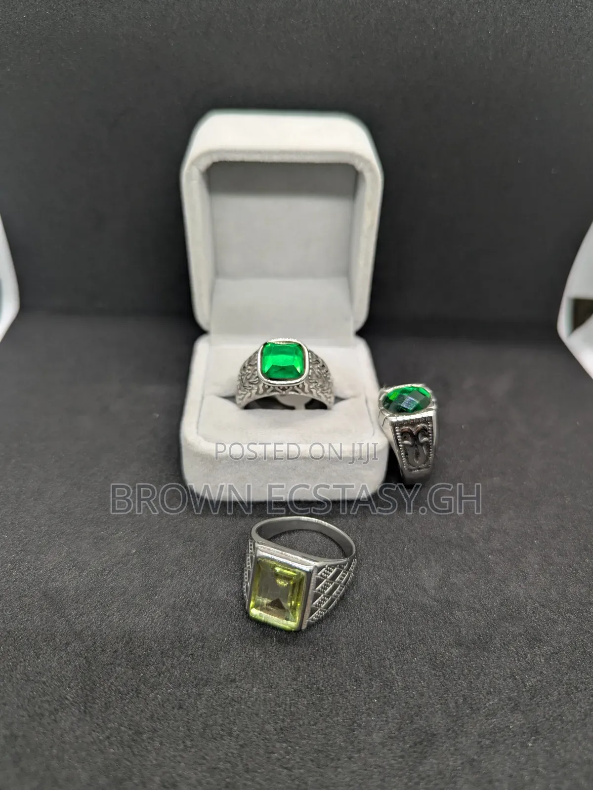 Green Stone Rings (Stainless Steel)