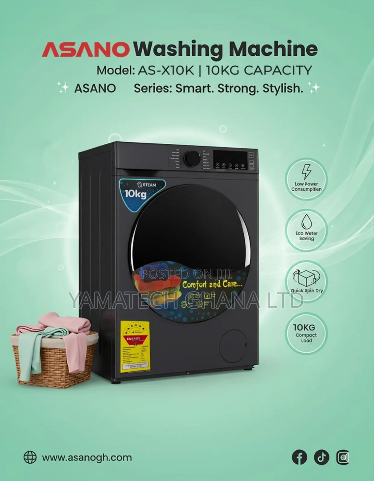 Quality Asano 10kg Fully Automatic Washing Machine ( Wash And Dry )