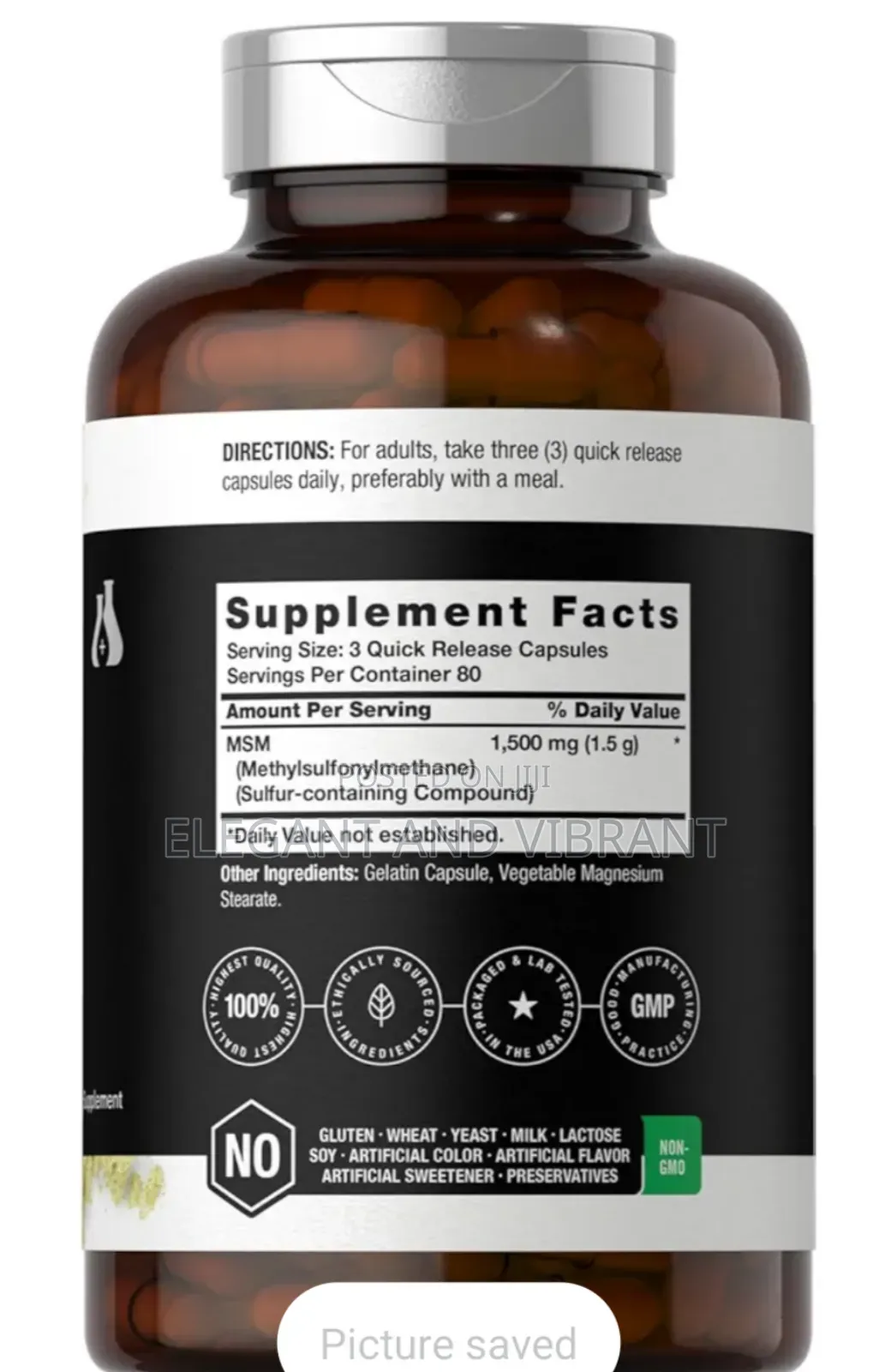 Msm 1500mg 240 Capsules For Joints And Body Ace Support