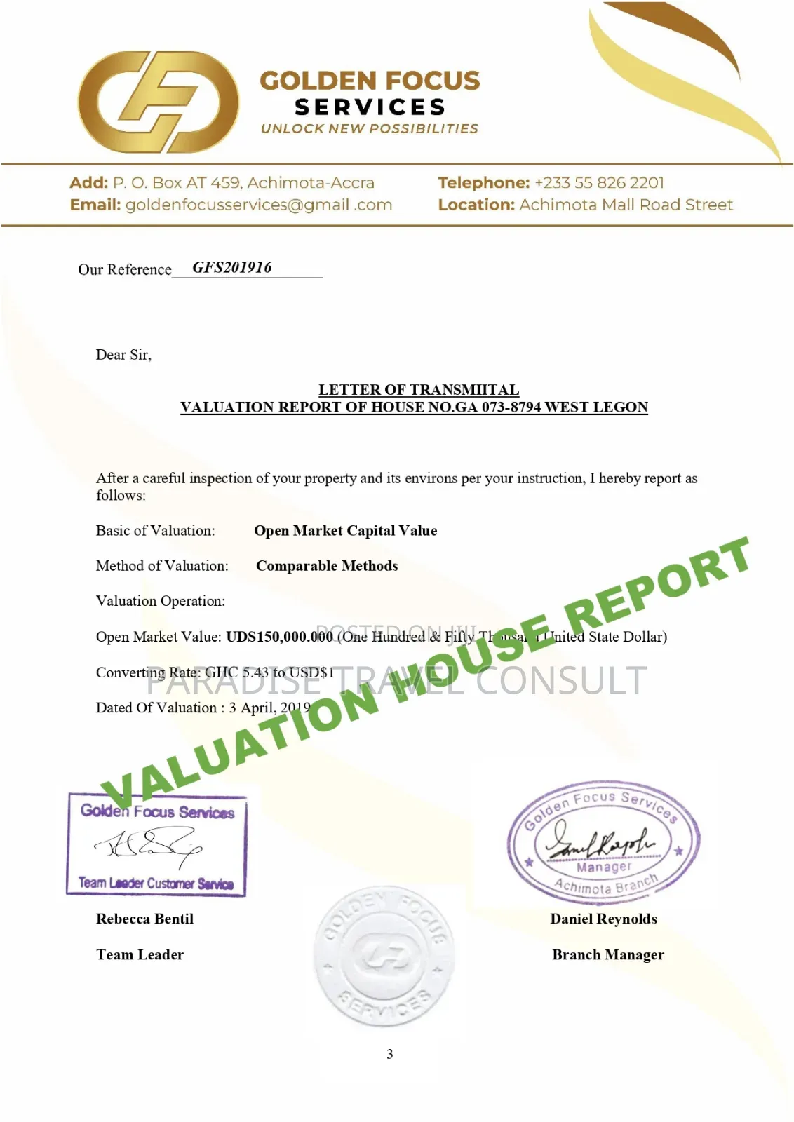 House Valuation Travel Documents to Support Visa Application