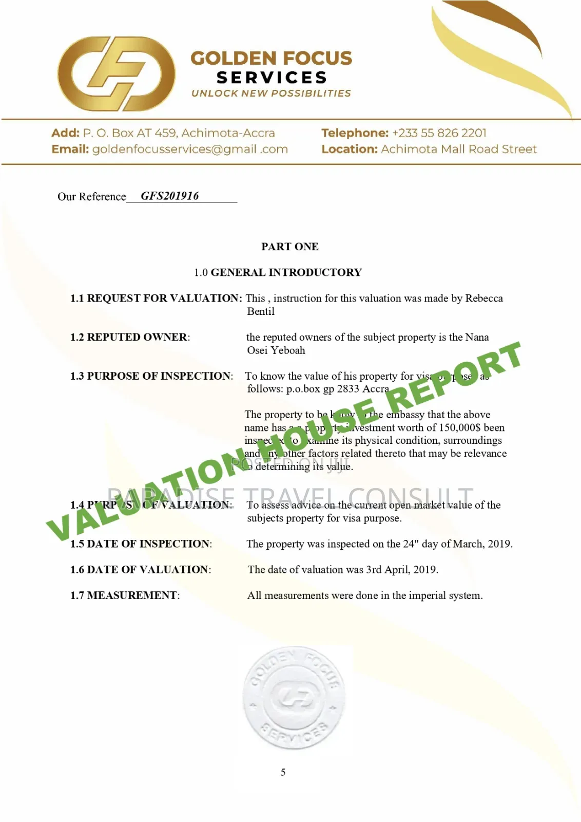 House Valuation Travel Documents to Support Visa Application