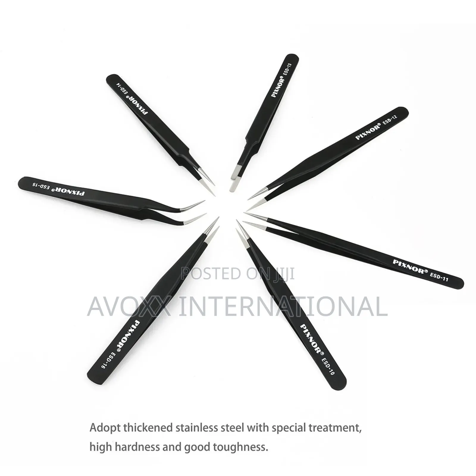 Pixnor Precision Tweezer Set - 7pcs Anti-static Tweezers Set S.Stel