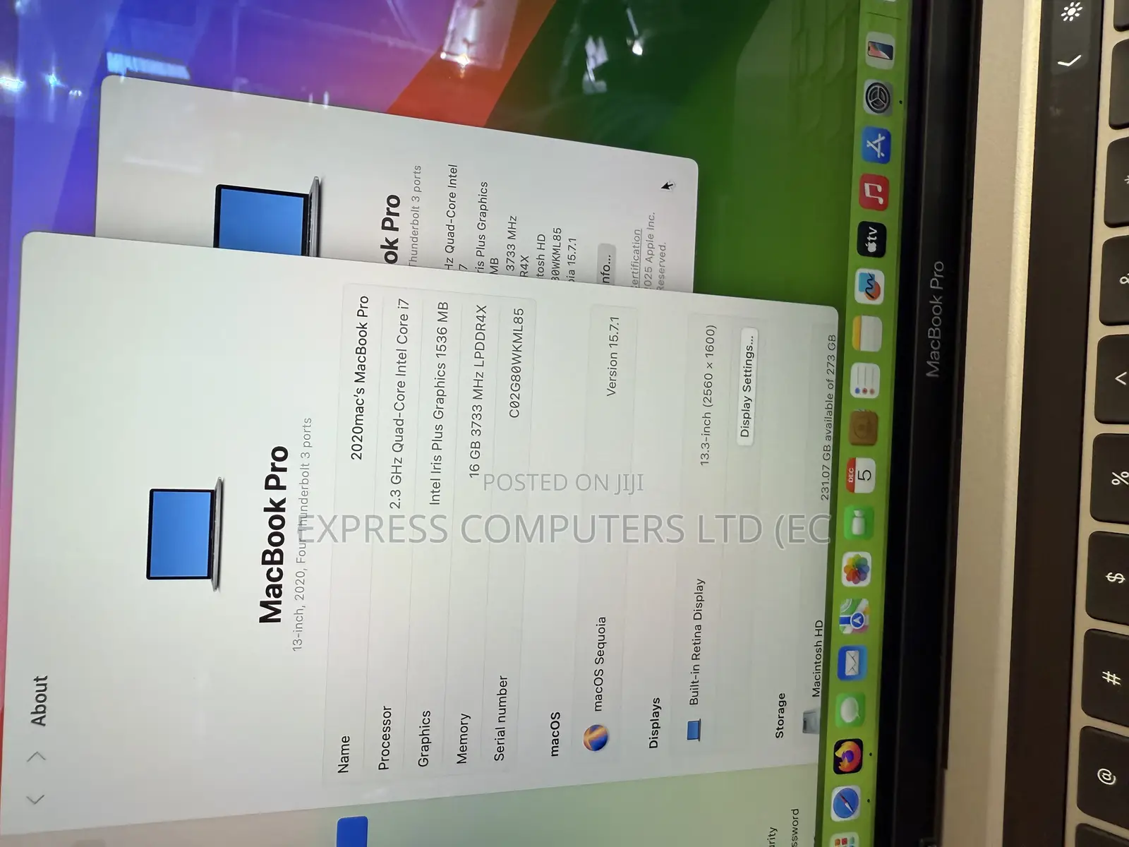 Laptop Apple MacBook Pro 2020 16GB Intel Core I7 SSHD (Hybrid) 512GB