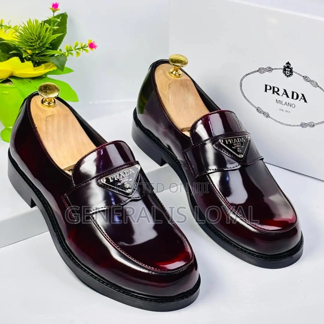Prada Wine/Chocolate Brushed Leather Loafers