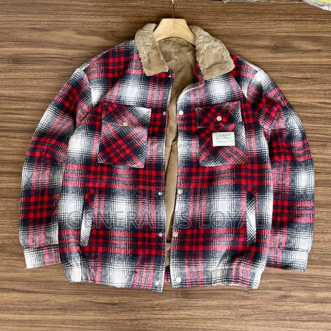 Sherpa-lined Plaid Shirt Jacket