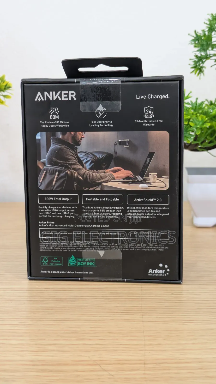 Anker Prime Charger 100w Usb C Foldable Charger 3-port Gan A2688