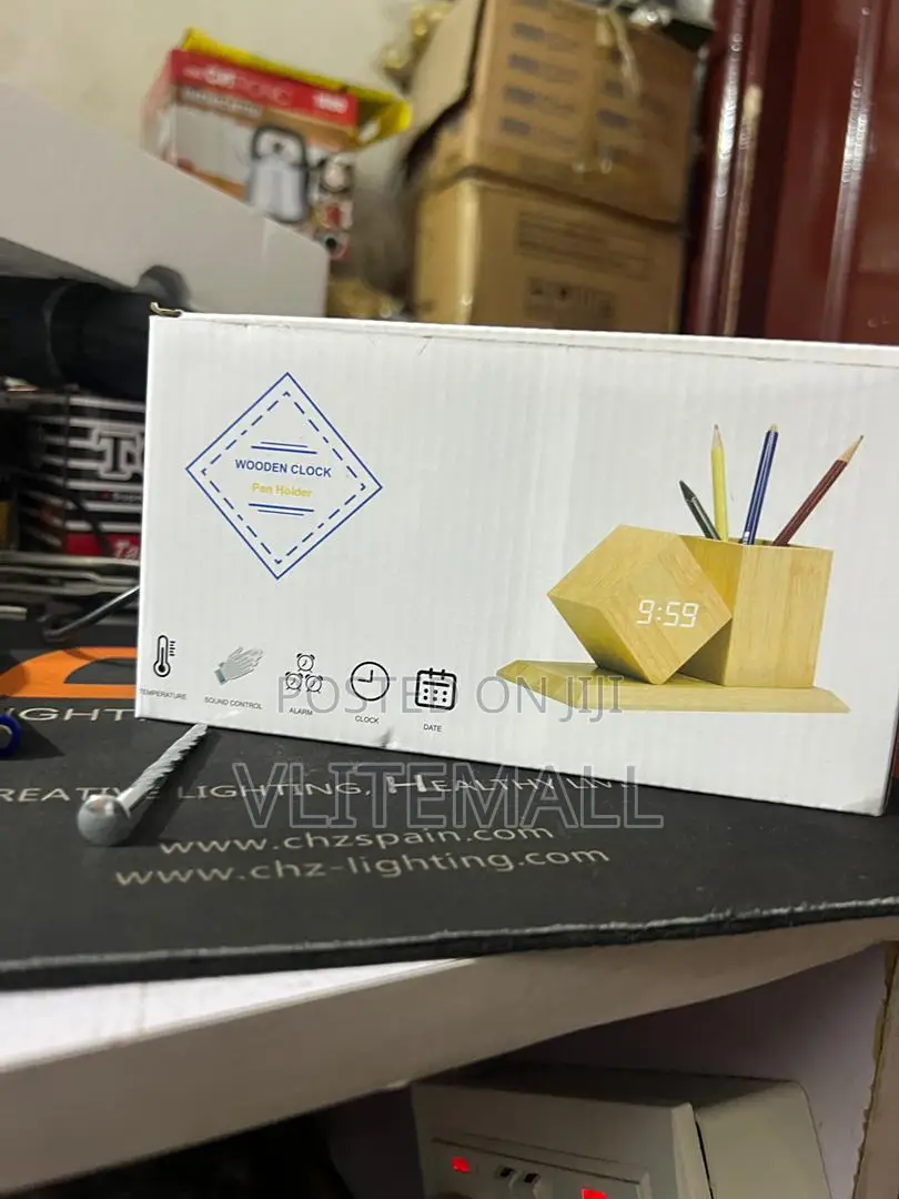 Digital Desktop Clock and Pencil Holder