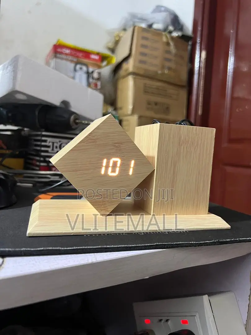 Digital Desktop Clock and Pencil Holder