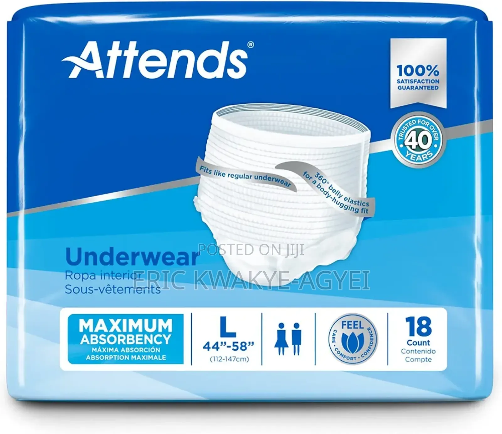 Attends Underwear Ultimate Absorbency - Large (18 Count)