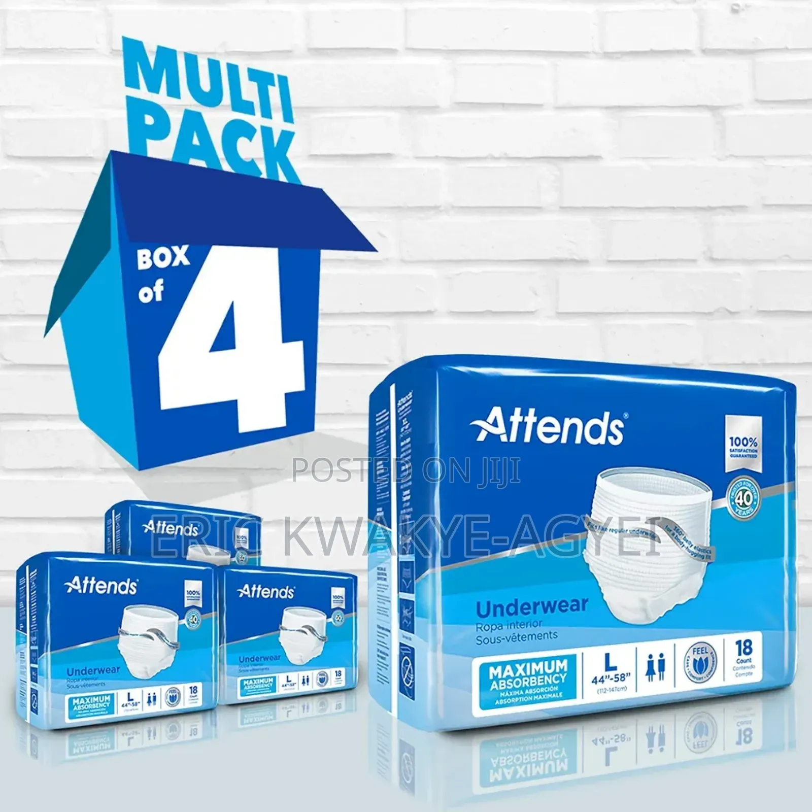 Attends Underwear Ultimate Absorbency - Large (18 Count)